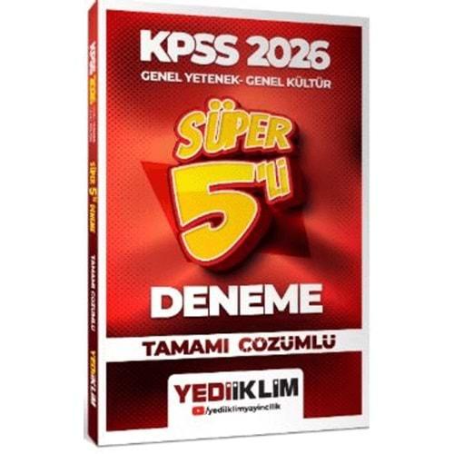 Yediiklim Yayınları 2026 KPSS Genel Yetenek Genel Kültür Tamamı Çözümlü Süper 5 li Deneme - Kollektif - Yediiklim Yayınları