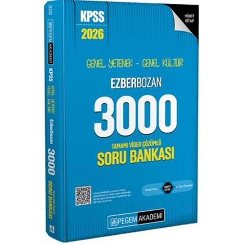 2026 KPSS Genel Yetenek Genel Kültür Ezberbozan 3000 Tamamı Video Çözümlü Soru BankasıKollektifPegem Akademi Yayıncılık