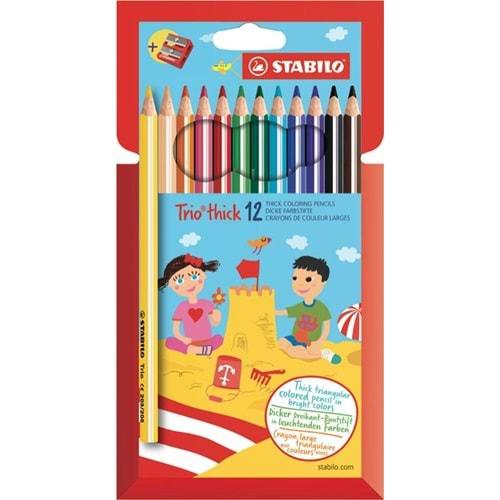 Stabilo Trio Thick 12'Li + Kalemtıraş Hartung