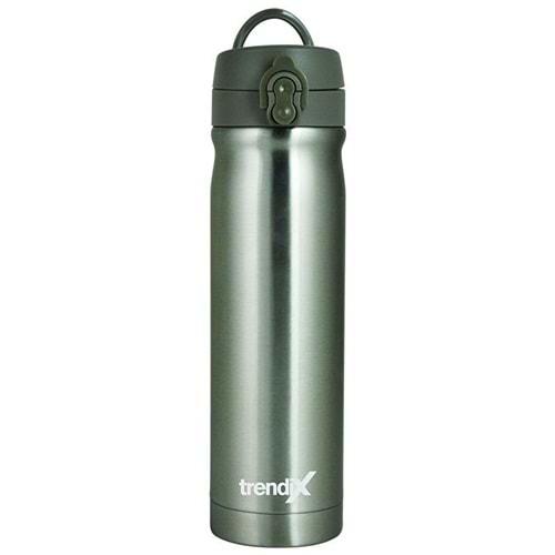 Trendix Çelik Su Matarası 500Ml Metalik Gri (Termos Özellikli)