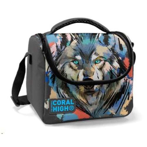 Coral High Kids Gri Siyah Kurt Desenli Thermo Beslenme Çantası 11850