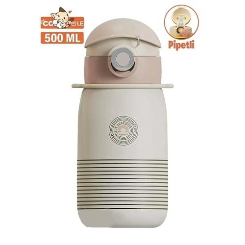 Vagonlife Cocosmile 500Ml Krem Pipetli -Boyun Askılı Çelik Termos Cs-0001
