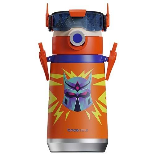 Vagonlife Cocosmile 500Ml Turuncu Pipetli -Boyun Askılı Çelik Termos Cs-0001