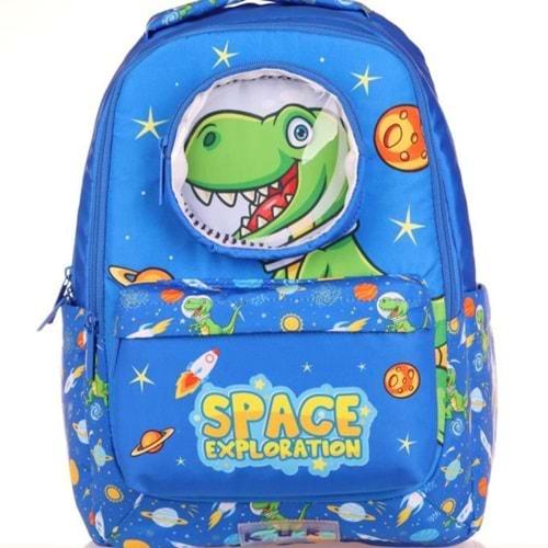 Kaukko Kids Astronot Dinozor Mavi Sırt Çantası L-5173