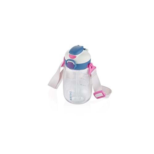 VagonLife Diller 550 Ml Tritan Su Matarası Pembe Mavi Pipetli D70