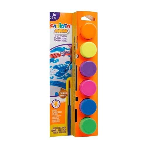 Carioca Fosforlu Tempera Fırçalı Suluboya Yıkanabilir 6x25 Ml