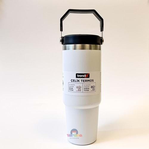 Trendix Çelik İçli Termos Matara 900 Ml. Beyaz