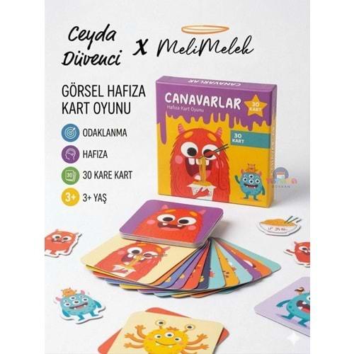 Melimelek Eşleştirme Oyun Kartları Canavarlar 30 Kart 3+ Başka defter