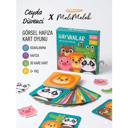 Melimelek Eşleştirme Oyun Kartları Hayvanlar 30 Kart 3+ Başka defter