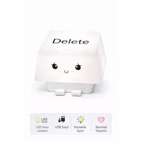Delete Tuşu LED Gece Lambası – Sevimli Tasarım USB Şarjlı | Bent-28